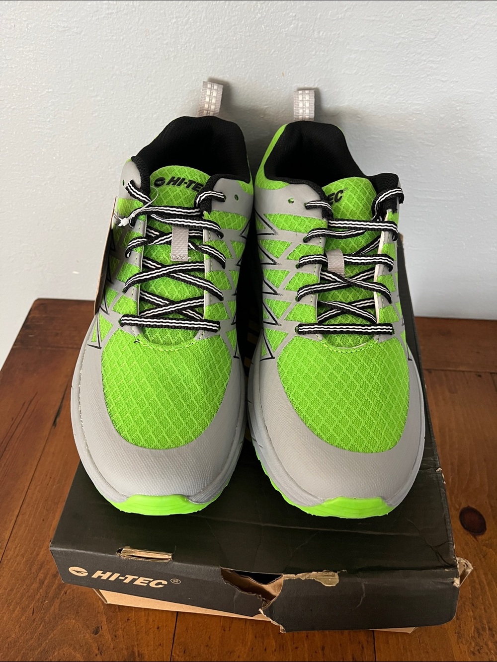 Hi-Tec Men’s Lime Green and Gray Athletic Trail Shoes - Picture 2 of 4
